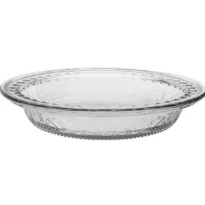 Elegante Glas-Pieform mit dekoriertem Rand, ideal für Apple- oder Pumpkin-Pies