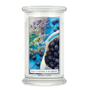 Kringle Candle Large Wild Lavender & Blueberry Duftkerze – frischer Blaubeerduft mit Lavendel & Vanille