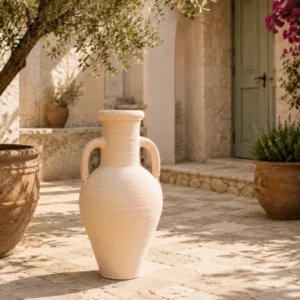 Amphore Terracotta XXL bauchig Unikat handgefertigt Tunesien 60 cm Garten Deko