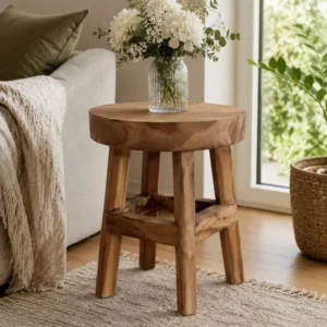 Teakholz Hocker Massivholz 40 cm Blumenhocker Pflanzenständer Beistelltisch