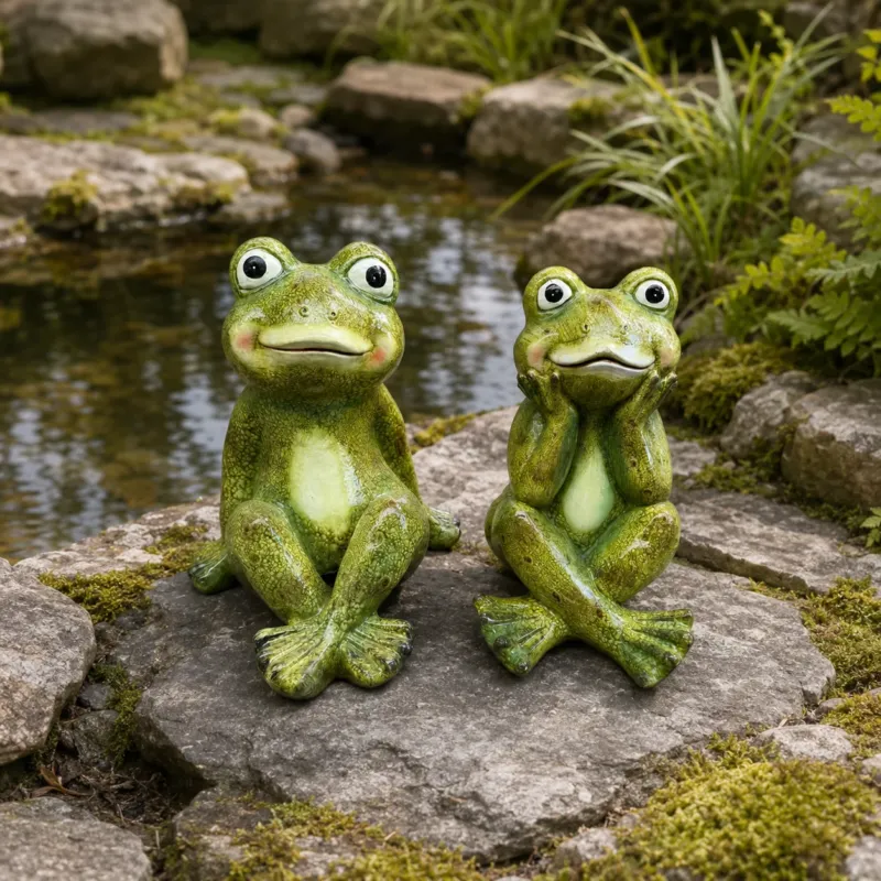 Polly Frosch Gartenfigur Polyresin 40/42 cm Gartendeko Dekofigur 2 Varianten