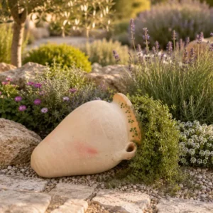 Liegeamphore Terracotta 40 cm Handgefertigt Unikat aus Tunesien Deko Amphore