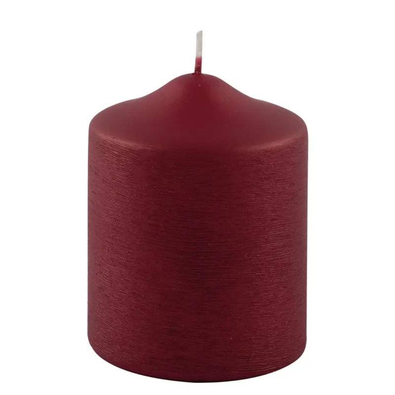 CANDLE gebürstet metallic Stumpenkerze rot