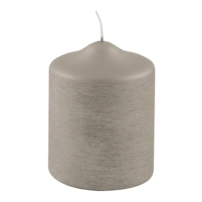 CANDLE gebürstet metallic Stumpenkerze stein