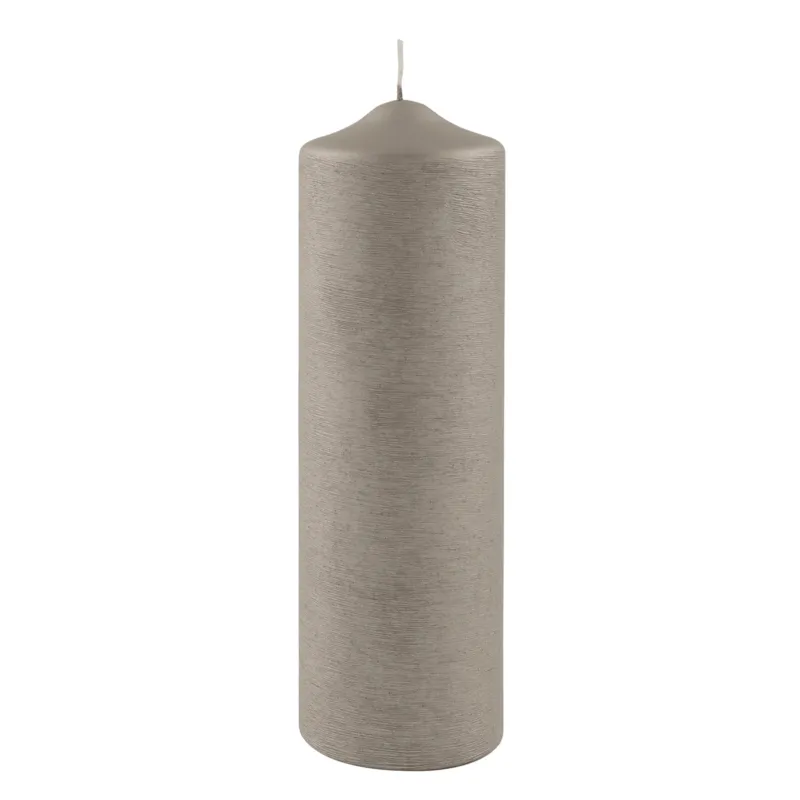 CANDLE gebürstet metallic Stumpenkerze stein