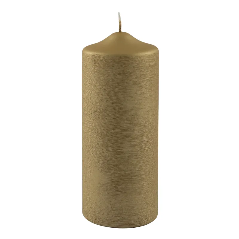 CANDLE gebürstet metallic Stumpenkerze goldfarben