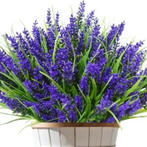 12 Bündel 35cm Kunstblumen wie Echt Künstliche Blumen Lavendel Outdoor Wetterfest Balkonpflanzen Frühling Plastikblumen Blumenstrauß für Draußen Balkonkasten Balkon Garten Deko