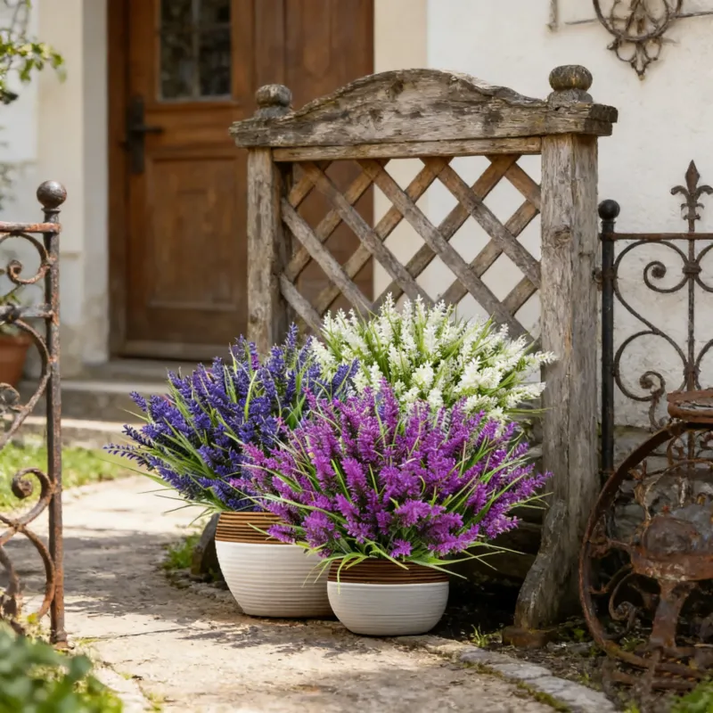 12er Set Kunst-Lavendel – wetterfest & UV-beständig, täuschend echt für Balkon & Garten