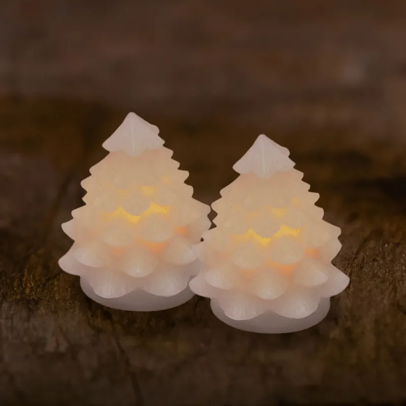 LED-Leuchte Tannenbaum Carla 2er Set Wachs - weiß