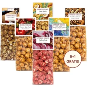 Popcorn Favorites Bundle von Everly Grace mit verschiedenen Popcornsorten und ein Popcorn Gratis dazu