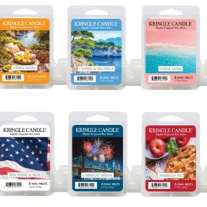 Kringle Candle WaxMelt Bundle Sommerdüfte 2026 mit sechs Düften: Coral Sands, Citrus Solea, Cypress & Seaspray, Red White & Blue, American Dream & American Pie.