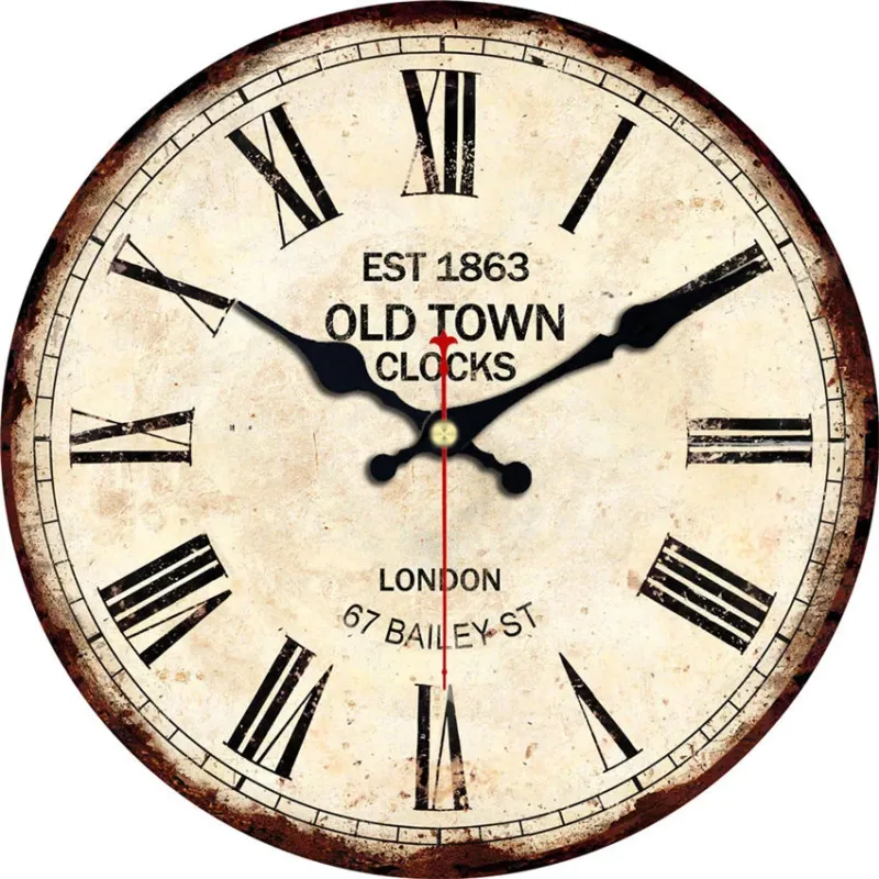 Vintage Wanduhr London Stil Cremeweiß