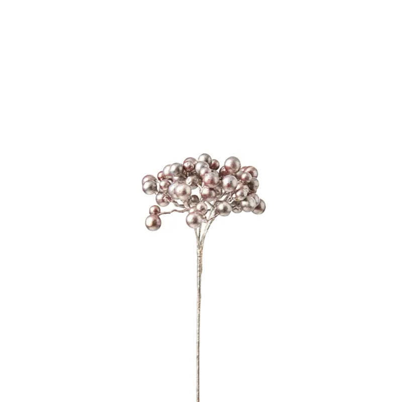 Branche de Baies Effet Métallique 33 cm
