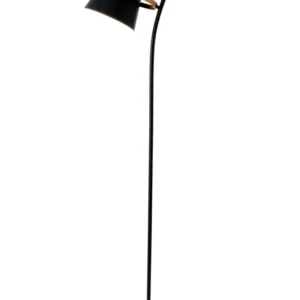 Stehleuchte Esperto mit Schirm Rund 143 cm Gold, schwarze Designer-Stehleuchte mit rundem Schirm und Eisenfuß