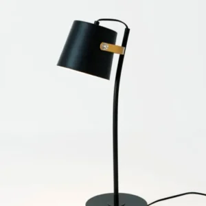 Tischleuchte Esperto mit Schirm Rund 14x20cm Gold, schwarze Tischlampe aus Eisen für stilvolle Innenräume