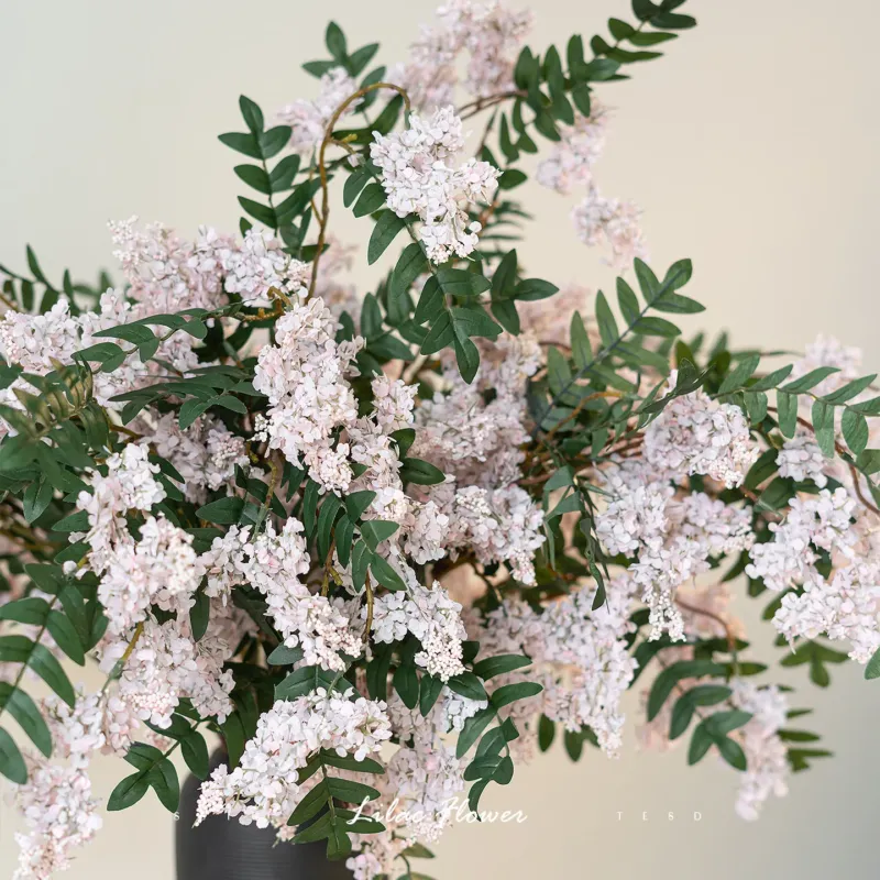 Künstlicher Fliederzweig 91 cm, Langstieliger Flieder Täuschend Echt, Hochwertige Kunstblume für hohe Vasen, Hochzeit, Event & Raumdeko