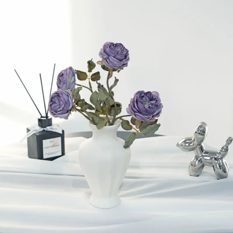 2er Set künstliche Rosen (Hagebuttenrose), 32 cm lang, 6 cm Blüten, realistisch für Hochzeit, Hotel, Wohnkultur, ganzjährige Dekoration