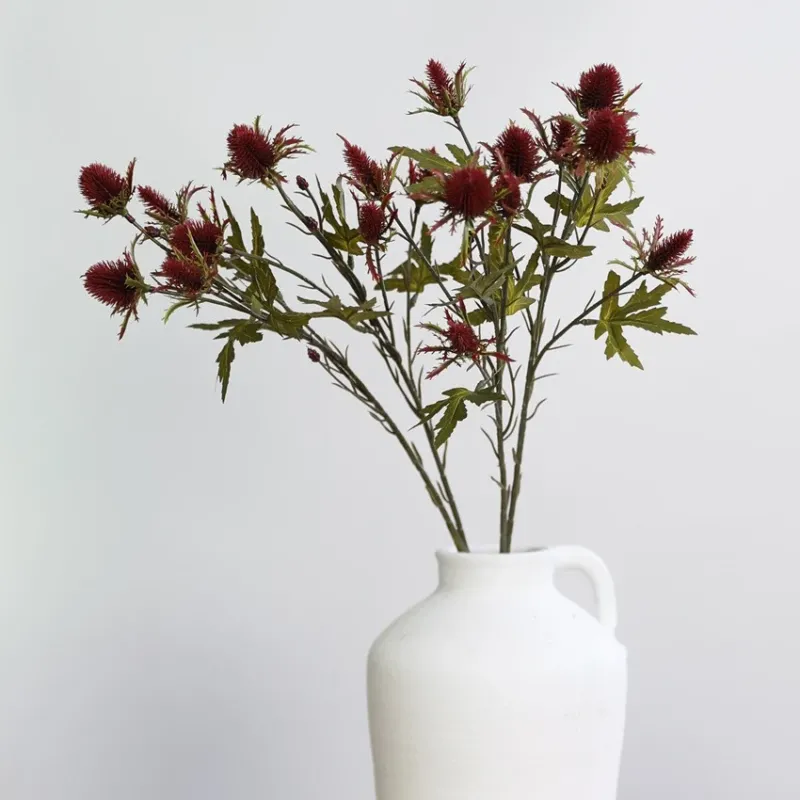 Künstliche Eryngium-Blüten in Herbstfarben, 68 cm, 2 Stiele – Realistische Dekoblumen für Vasen, Hochzeiten, Wohnaccessoires, Vintage-Stil