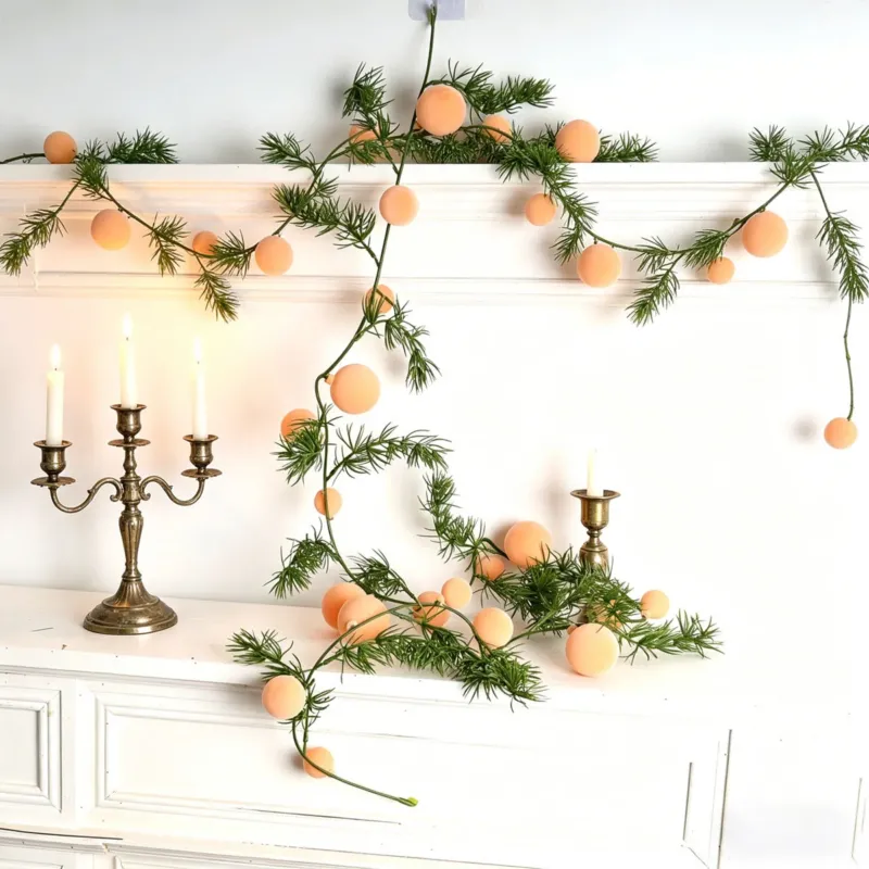 2er-Set Weihnachtsdeko, 180 cm Kiefernzweige mit roten Beeren, Fenster- und Kamindekoration, festliche Stimmung
