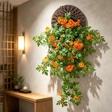 Künstliche Gänseblümchen-Ranke 80 cm mit Wandhalterung, Dekorative Hängepflanze für Innenraum, Hochzeit, Café, Büro