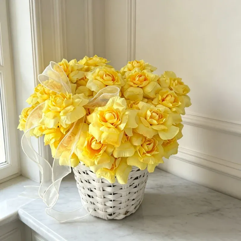 Künstliche Rosenbüschel mit 3 Blüten, 60 cm hoch, Seidenstoff, Hochzeit & Wohnraum-Deko, realistisch, allergenfrei