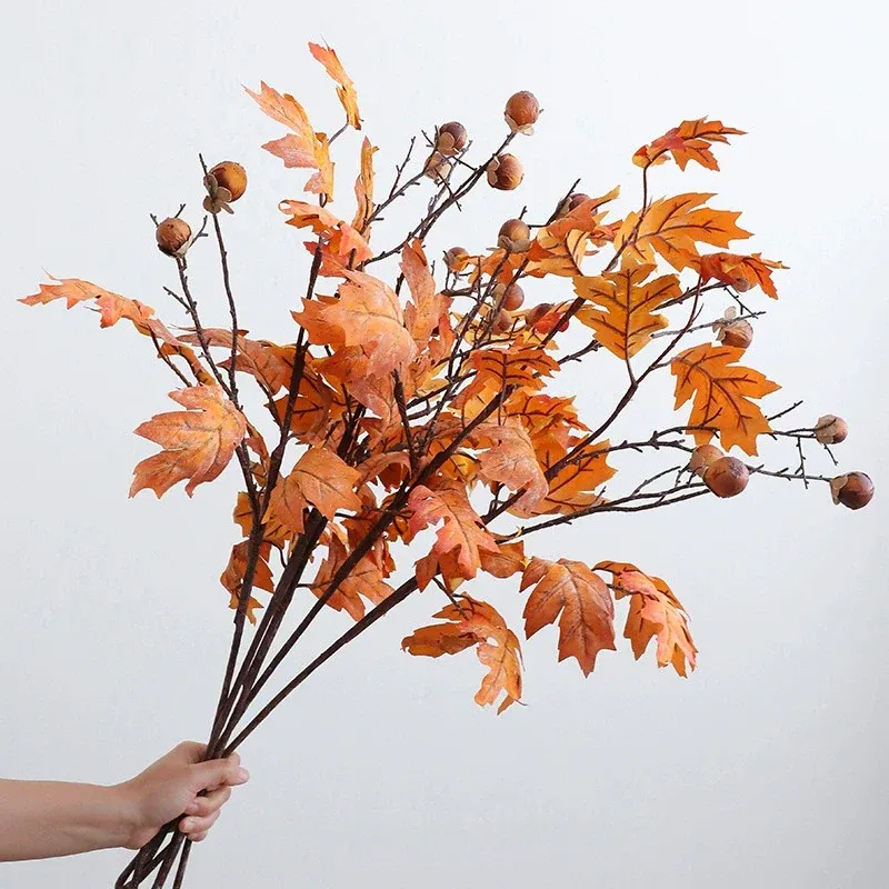 Künstlicher Ahornzweig mit Früchten 86 cm, Seidenstoff, Dekoration für Hochzeit, Shop, Büro, Zuhause – realistische Optik, wartungsfrei
