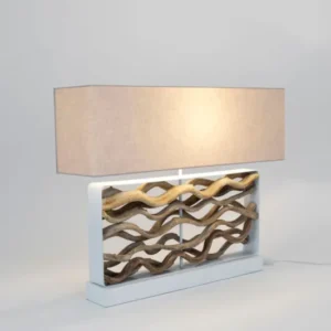 Tischlampe Tremiti Bianco Holz mit Schirm Rechteckig (1)
