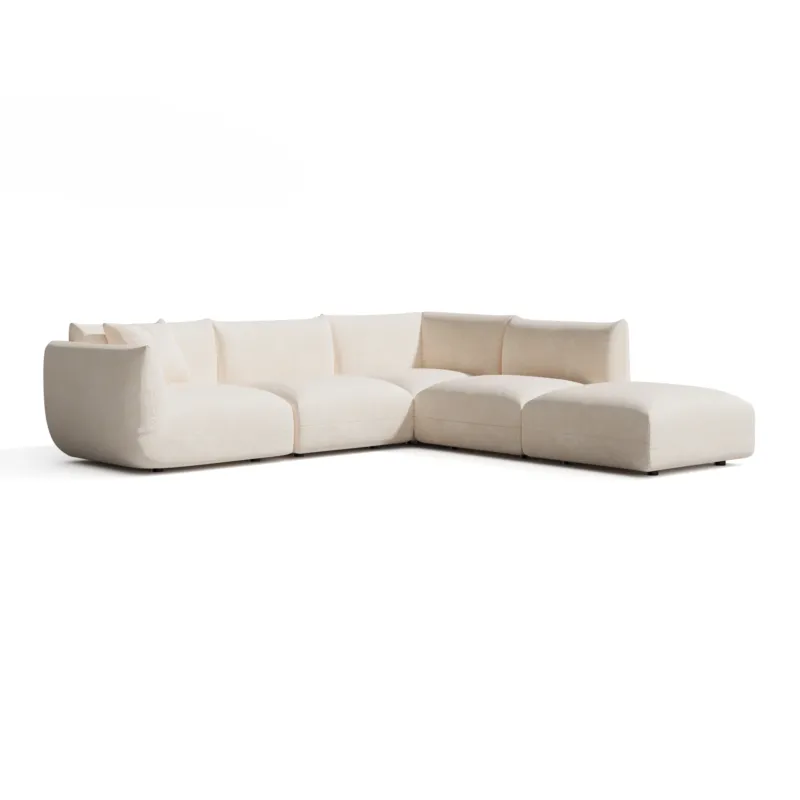 Canapé grand angle droit modulable 7 places Nooma crème