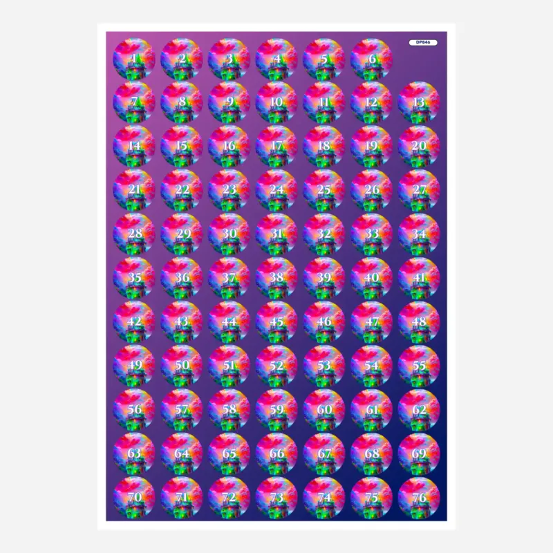 Bunte Diamond Painting Döschenaufkleber mit Fantasy-Motiv Traumland zur einfachen Organisation der Steinfarben
