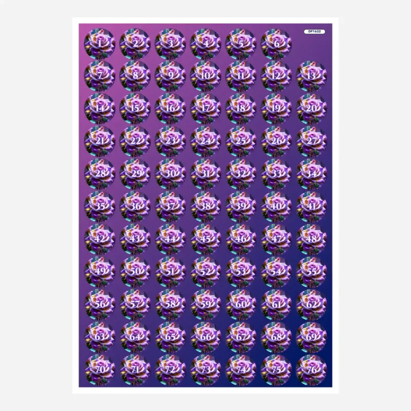 Döschenaufkleber Amethystrose Sticker-Set für Diamond Painting zur übersichtlichen Sortierung der Diamanten-Steinfarben.