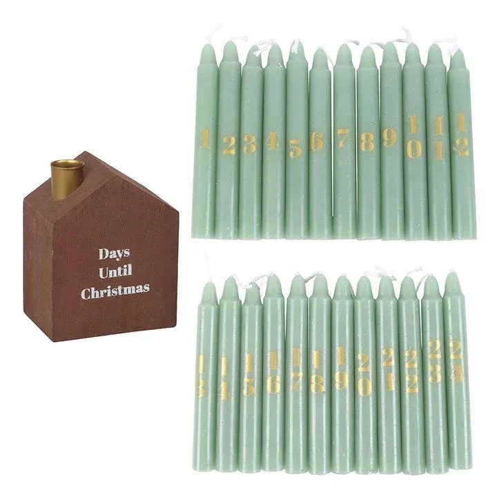 Set mit 24 Mini-Weihnachts-Adventskerzen mit Halter