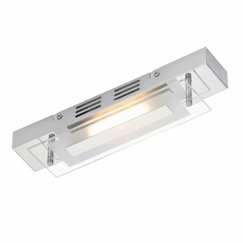 Längliche LED Wandlampe mit Glas 30cm Chrom modern