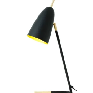 Tischleuchte Obelisco mit Schirm Rund 23x17cm Gold, schwarze Holländer-Leuchte aus Eisen mit goldenen Details