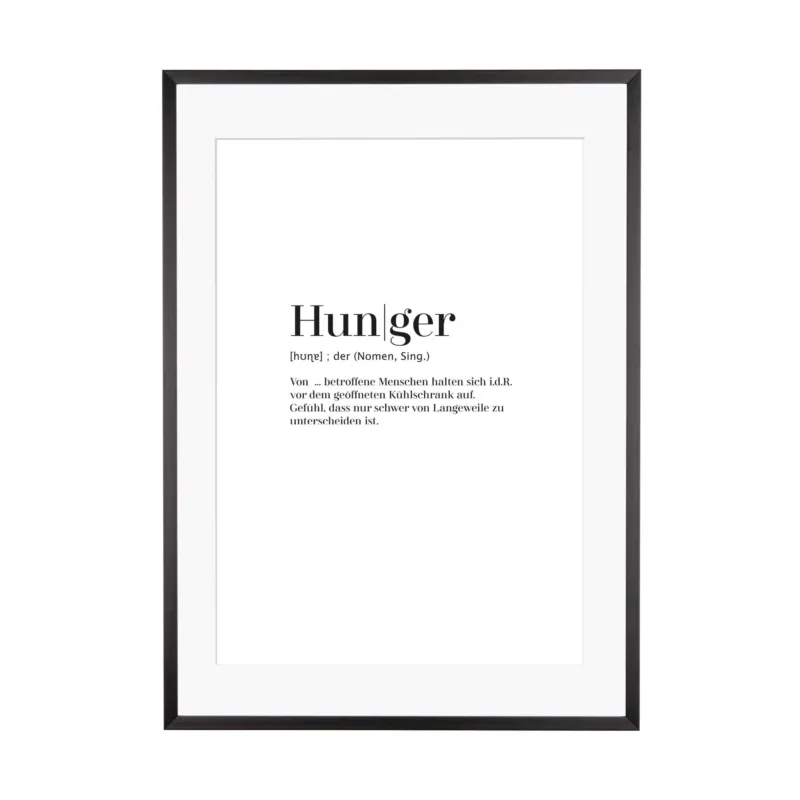 Art Print | Hunger - Worterklärung Definition à la Duden