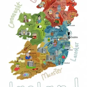 Illustrated Map of Ireland with Country Icons by Carla Daly