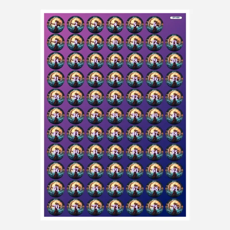 Bunte Diamond Painting Döschenaufkleber mit Sternzeichen Schütze Motiv zur Organisation von Steinchen
