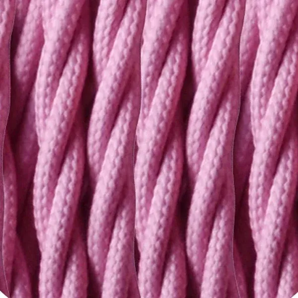 Vintage 3-adriges, gedrehtes Stoffkabel Babyrosa,0,75mm~1205