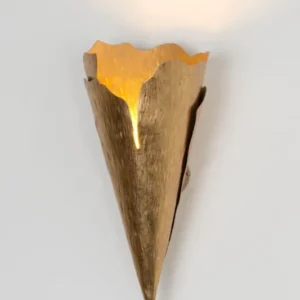 Wandleuchte Gingko Quattro gehämmert Rund 14x15cm Gold (1)