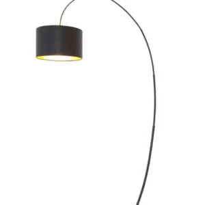 Stehleuchte Bambus Arco Echse Kugelgelenk mit Schirm von Holländer, schwarze Bogenlampe aus Eisen