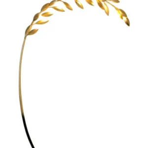 Stehlampe Riso 11-flammig Rund 164 cm Gold von Holländer mit goldenen Blättern und schwarzem Sockel
