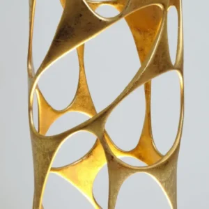 Stehleuchte Talismano Rund 176 cm aus Eisen mit goldener Struktur, moderner Lichtakzent für Wohnbereich und Lesezone