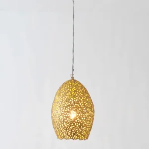 Hängelampe Cavalliere Piccolo mit Schirm Rund Ø 22cm in Gold aus Eisen, stilvolle Pendelleuchte für Wohnräume