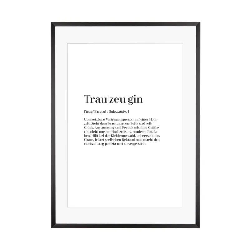 Art Print | Trauzeugin - Worterklärung Definition à la Duden