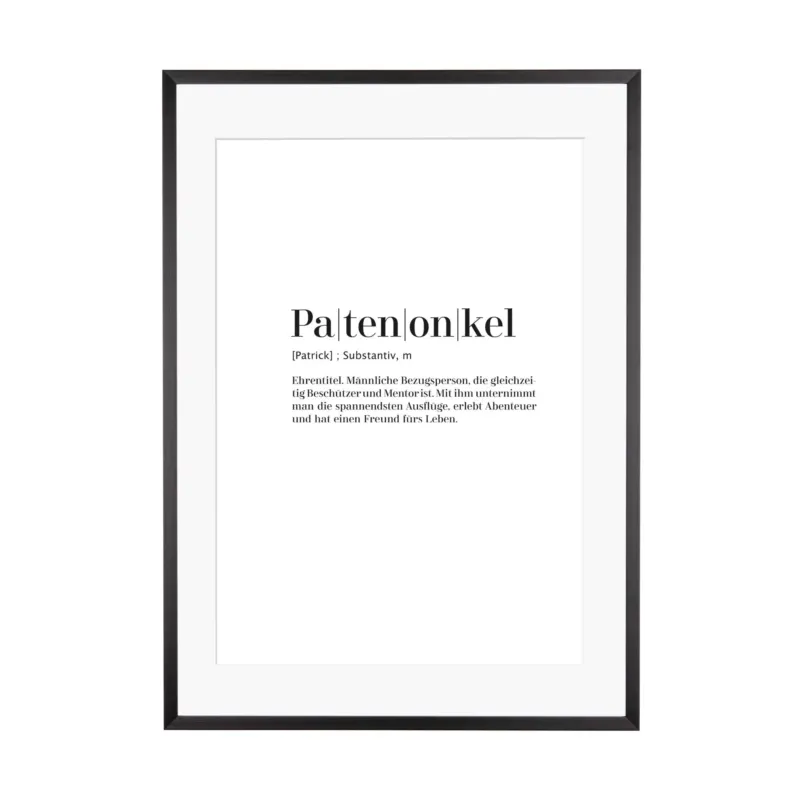 Print personalisierbar | Patenonkel - Worterklärung Definition á la Duden