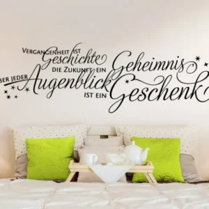 Wandtattoo Spruch "Vergangenheit ist Geschichte, die Zukunft" + Sterne W3024