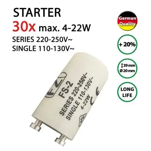 30 x Starter für Leuchtstoffröhren Leuchtstofflampen 4-22W – 22W