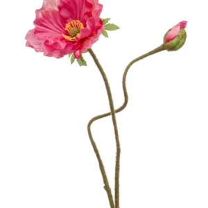 Mohnblumen künstlich 74 cm - 1 Stiel - Rosa