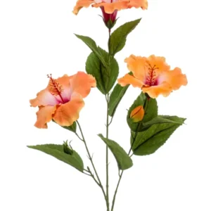 Hibiskus künstlich 82 cm - 1 Zweig - Orange