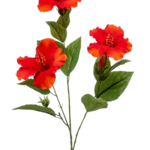 Hibiskus künstlich 82 cm - 1 Zweig - Rot