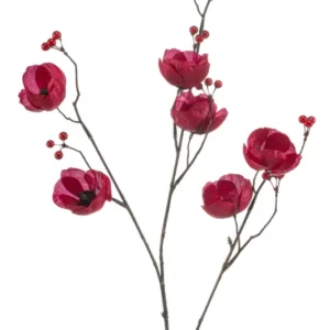 Mohnblumen künstlich 85 cm - 1 Zweig - Bordeaux